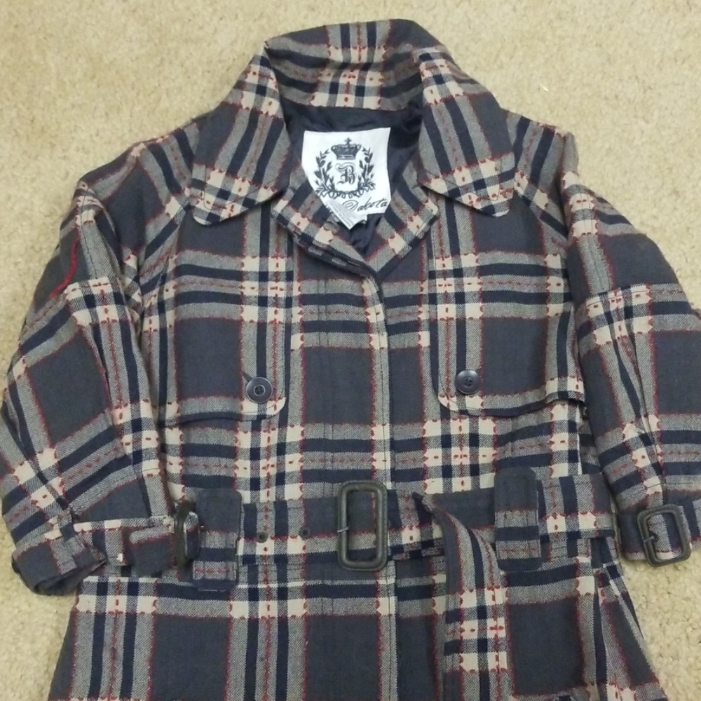 BB Dakota plaid trench coat